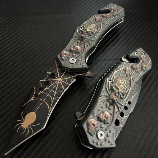 Spider Skull Pocket Knife