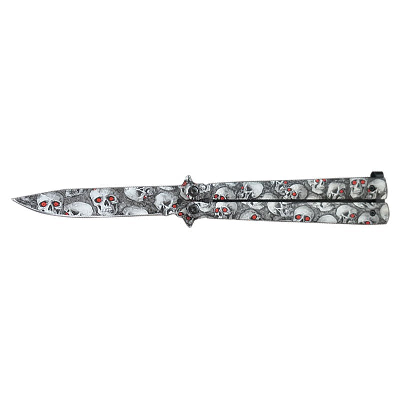 Skull Design Handle Butterfly Knife