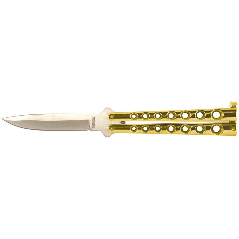 MagaRangerGold Butterfly Knife with HolesHeavy-Duty Gold Butterfly Knife with Holes – Durable Gold Finish and Lightweight Design for Smooth Performance
Upgrade your collection with the Heavy-Duty Gold ButteGold Butterfly Knife